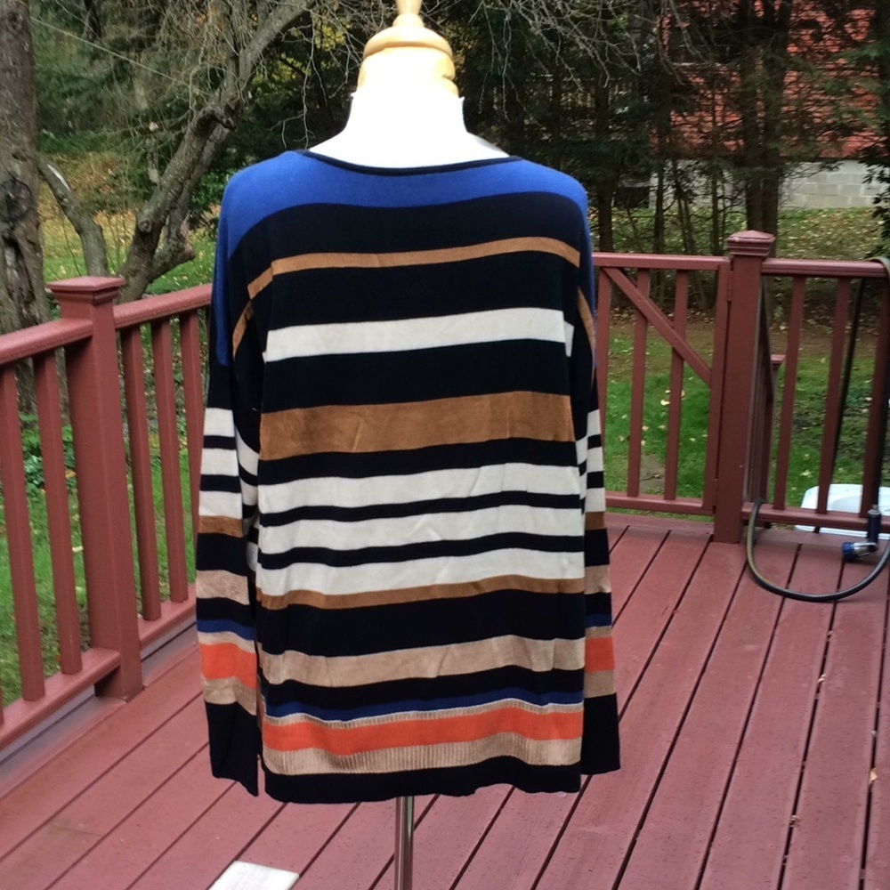 New! Chico’s SZ 2, Connie striped pullover sweater - Picture 4 of 9